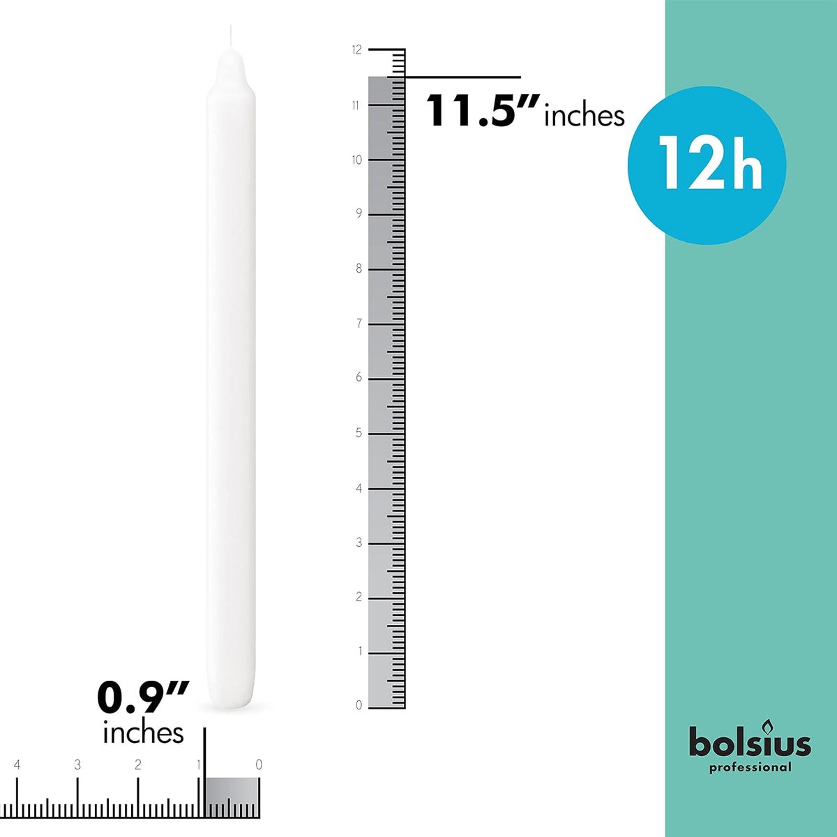 BOLSIUS White Candlesticks Bulk Pack 50 Count - Unscented Dripless 11.5 Inch Household & Dinner Candle Set - 12+ Burn Hours - Premium European Quality - Consistent Smokeless Flame - 100% Cotton Wick
