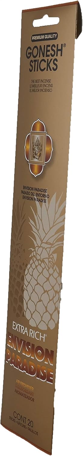 Gonesh - Extra Rich Scented Incense Sticks - Non-Toxic 10” Slow Burn Aromatic Sticks - Envision Paradise - 80 Pack