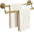 Adjustable GoldDouble Towel Bar, Antique Brass Wall Mount Towel Rack | Fits 16.4 to 27.8 Inch Wall Space, Heavy Duty Rustproof Towel Holder for Bathroom & Kitchen