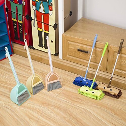 Mini Housekeeping Cleaning Tools for Children,3pcs Include Mop,Broom,Dustpan (Blue Mop+Frash Blue Broom&Dustpan)