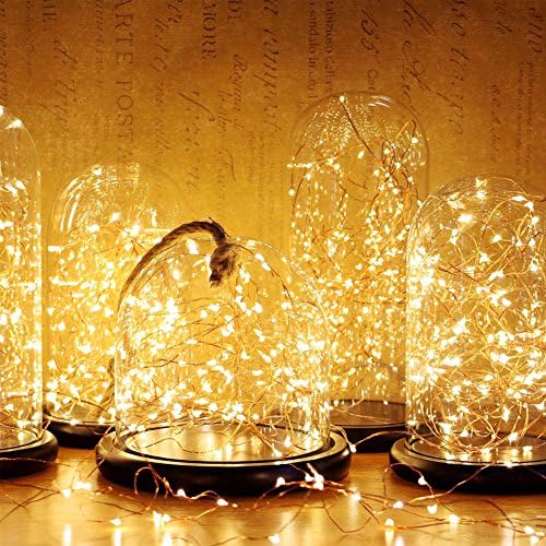 Twinkle Star 33ft 100LED Copper Wire String Lights Fairy String Lights 8 Modes USB Powered with Remote Control for Wedding Party Home Christmas Decoration, Warm White (Pack of 3)