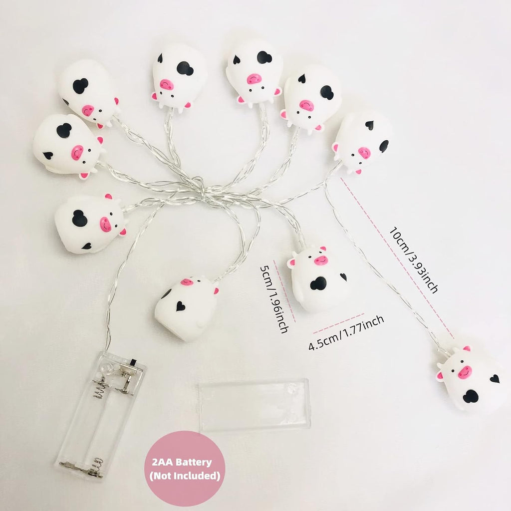 5.4 FT Easter Cow String Lights,10 LED Christmas Cow Fairy Light String Battery Operated for Home Party Camping Decoration (10LED, Cow)