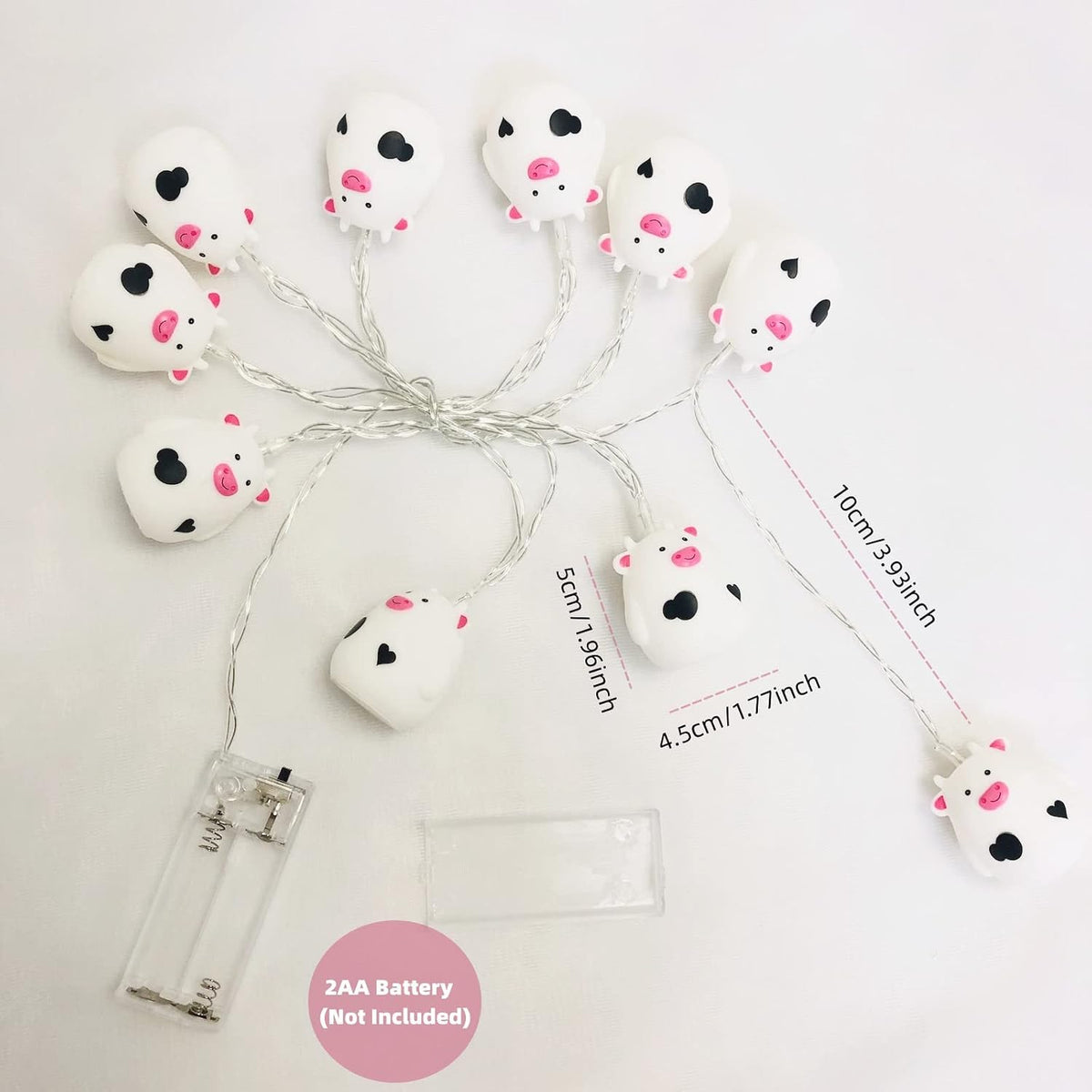 5.4 FT Easter Cow String Lights,10 LED Christmas Cow Fairy Light String Battery Operated for Home Party Camping Decoration (10LED, Cow)