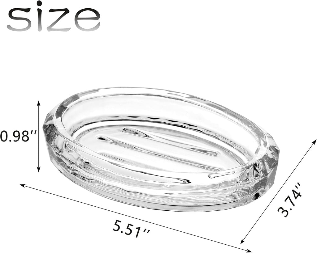 WHJY 2 Pack Glass Soap Dish Cute Bathroom Soap Dish Decorative Soap Dish Oval Soap Bar Container