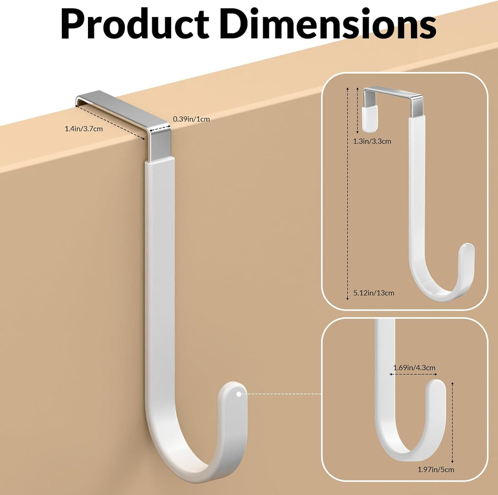 Over The Door Hooks 4 Pack, Heavy Duty Stainless Steel Door Hanger Hooks for Towels, Coats, Bags & Hats, No Drilling Over Door Hook Organizer for Dorm Bedroom Closet