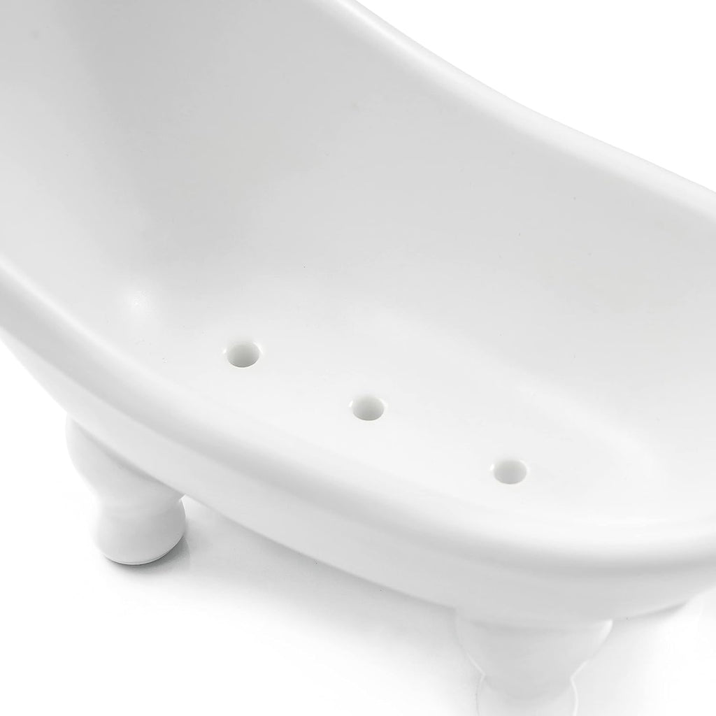 Soap Dish, Ceramic Soap Holder with Drainage for Shower, 1 Pack Bar Soap Tray, Keep Soap Dry & Easy Clean, Sponge Holder for Bathroom, Bathtub Kitchen Sink (White)