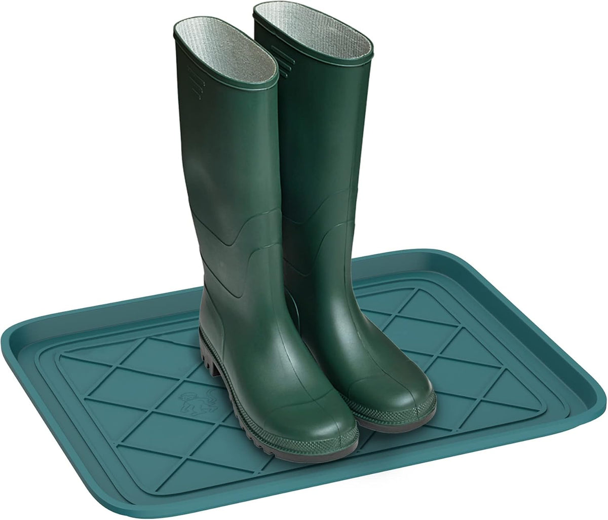 All Weather Boot Mat 4 Pack - Small Water Resistant Plastic Utility Shoe Mat for Indoor and Outdoor Use in All Seasons by Stalwart (Teal)