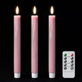 Pink Flameless Taper Candles Battery Operated with Remote Timer