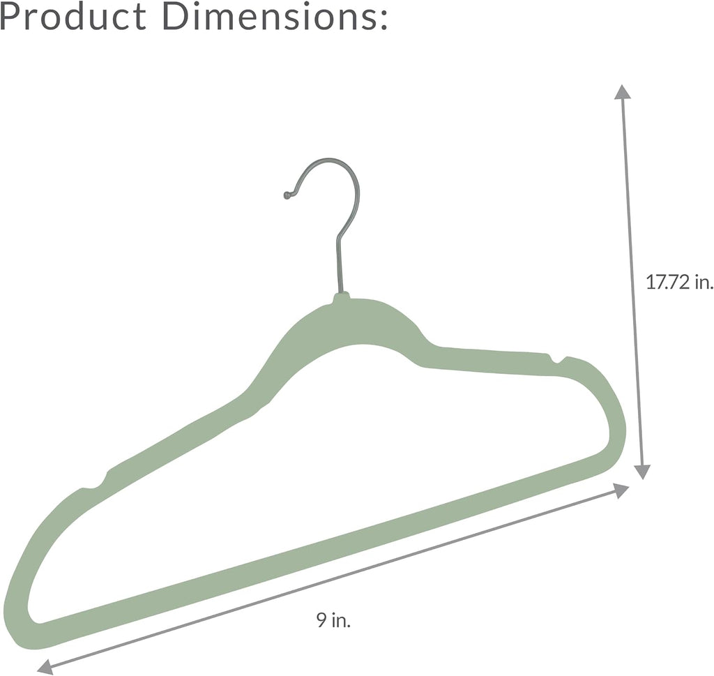 Simplify Slim Velvet Clothes Hangers | 100 Pack | Non-Slip | Shirts | Suit | Pants | Dresses | Garments | Closet Storage & Organization | Durable | Sage