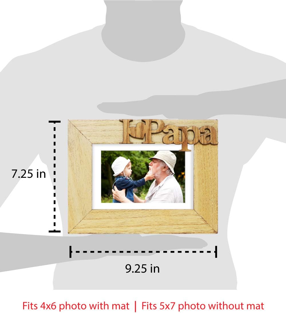 Isaac Jacobs 5x7 (Matted 4x6) Natural Wood I Love Papa Photo Frame