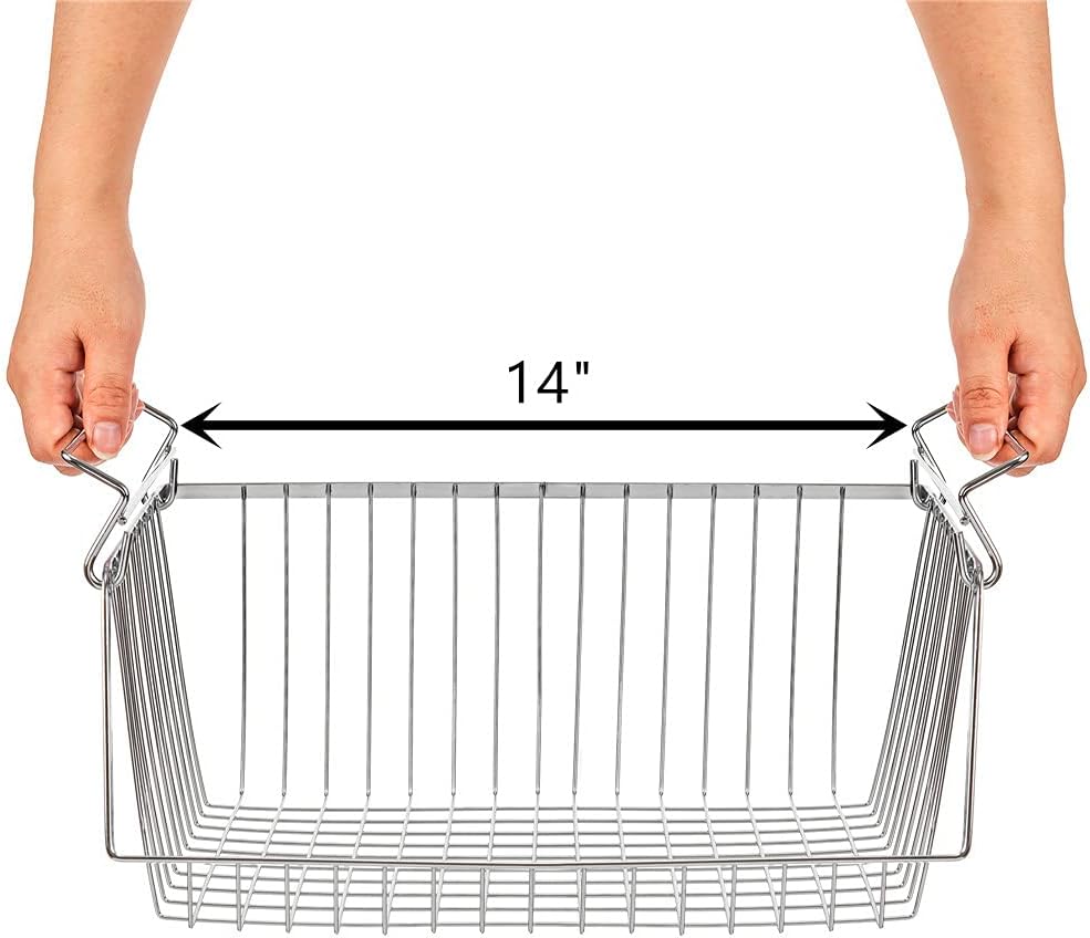 SANNO Stacking Baskets Bin Baskets Wire Storage Baskets Organization Farmhouse Scoop Baksket for Pantry, Kitchen, Closets, Bathroom, Cabinets, Kitchen, Set of 3