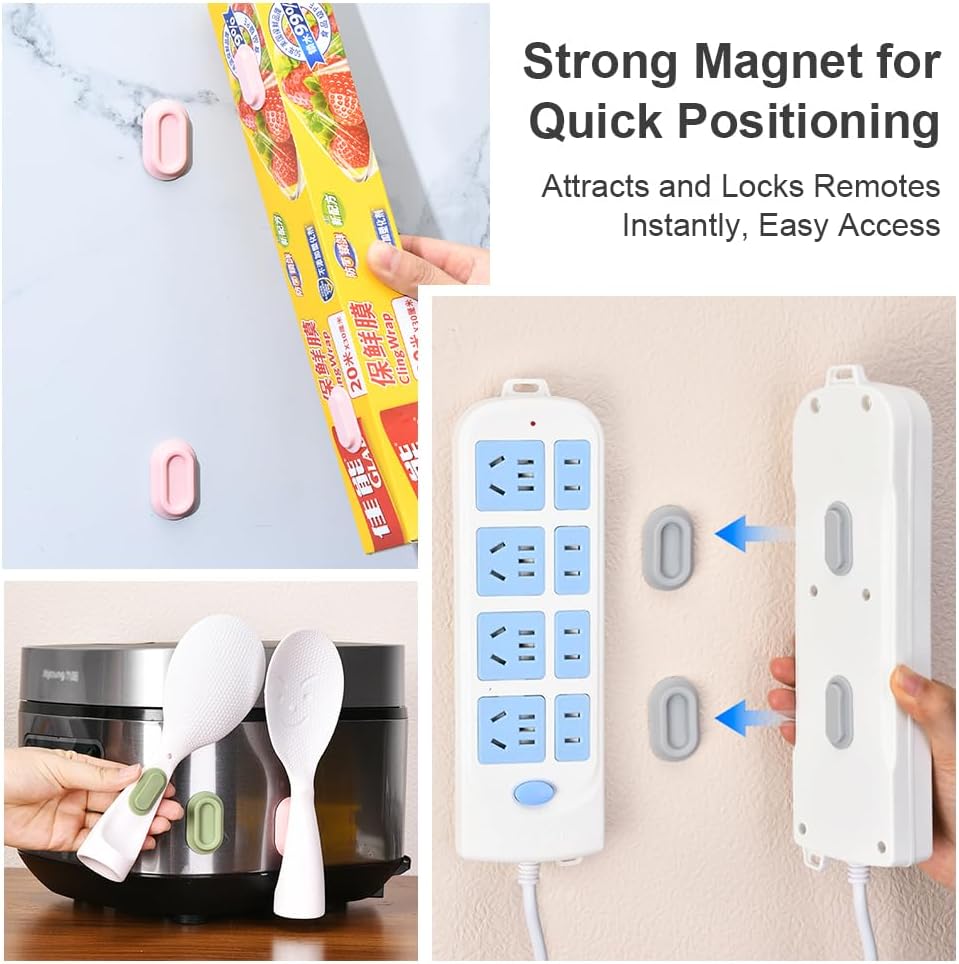 WALLFID Silicone Magnetic Remote Control Holder,2 Pack - Curved Remote Compatible Wall Mount Organizer,Embedded Slot Design for Secure Grip,Self-Adhesive TV Storage (Pink 2 Pack)