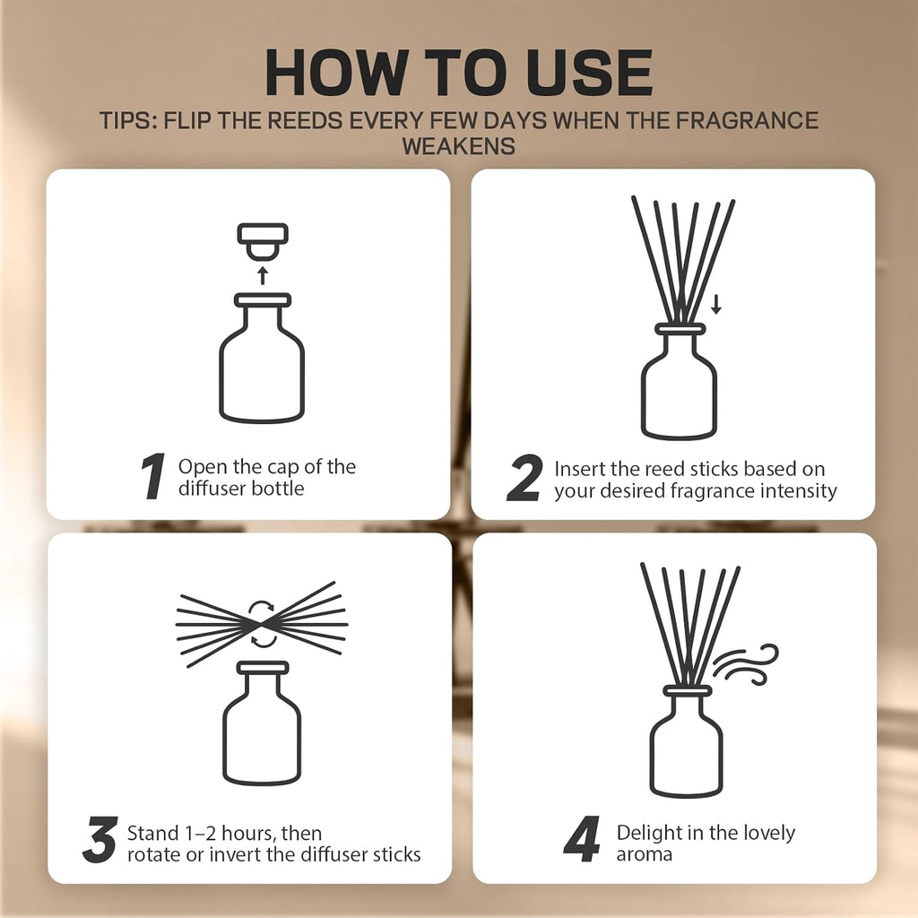 Brakula Reed Diffuser Set, Salted Coconut & Mahogany Scent, 4.06 fl oz