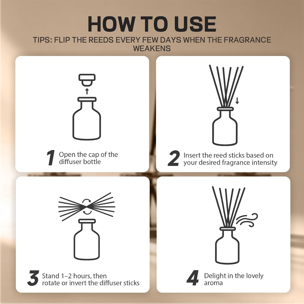 Brakula Reed Diffuser Set, Salted Coconut & Mahogany Scent, 4.06 fl oz