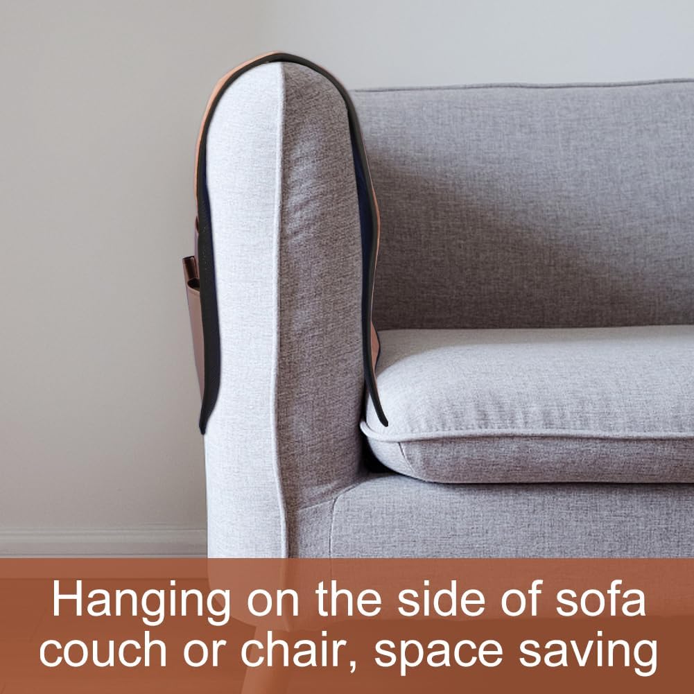 PU Leather Sofa Armrest Organizer with 5 Pockets, 35x13 Inch, Brown