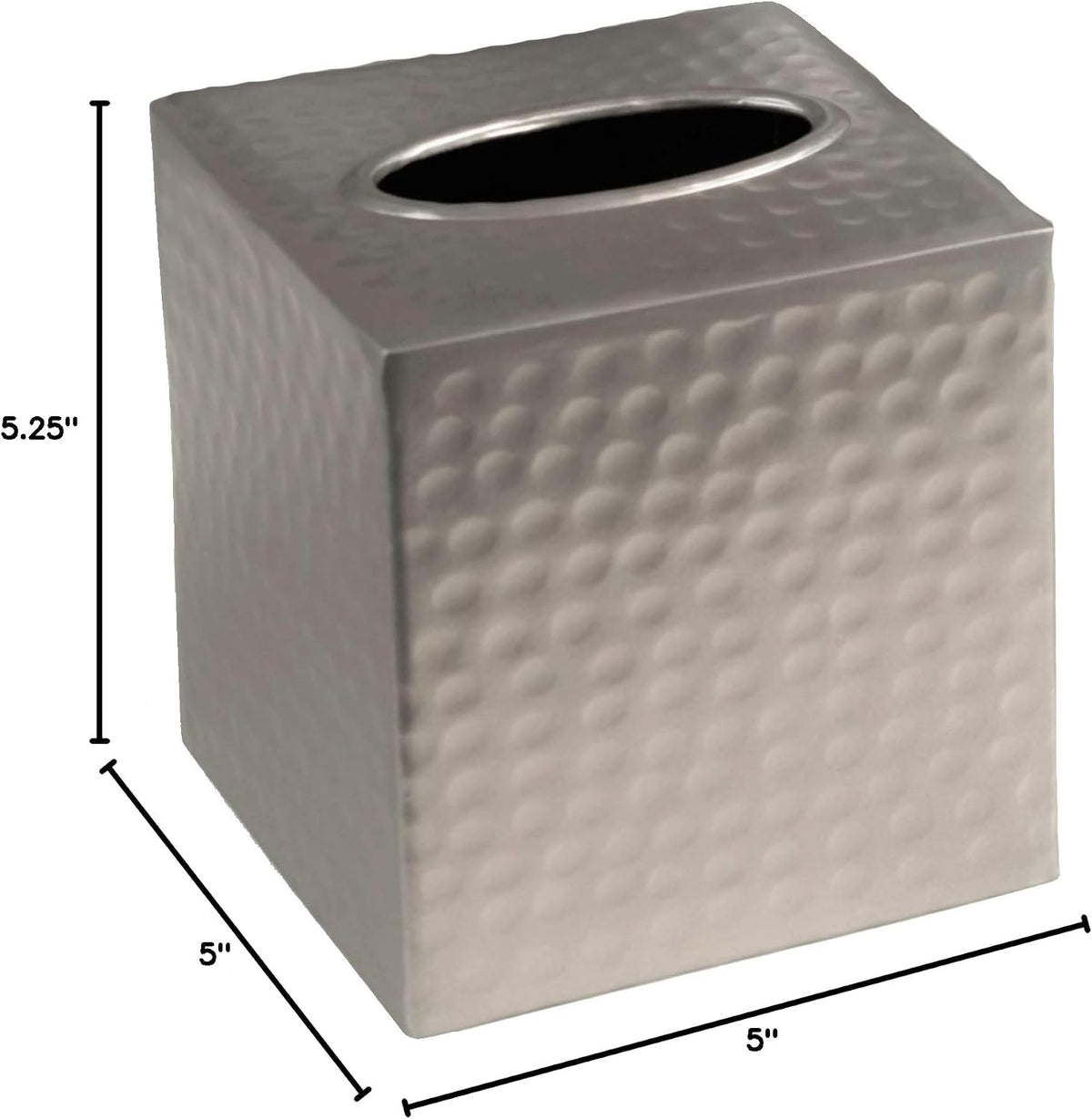 Monarch Abode Tissue Box Cover Square – Hand Hammered Pewter Metal Tissue Holder Box for Bathroom Accessory, Aesthetic Decorative Facial Napkin Cube for Modern Home Decor