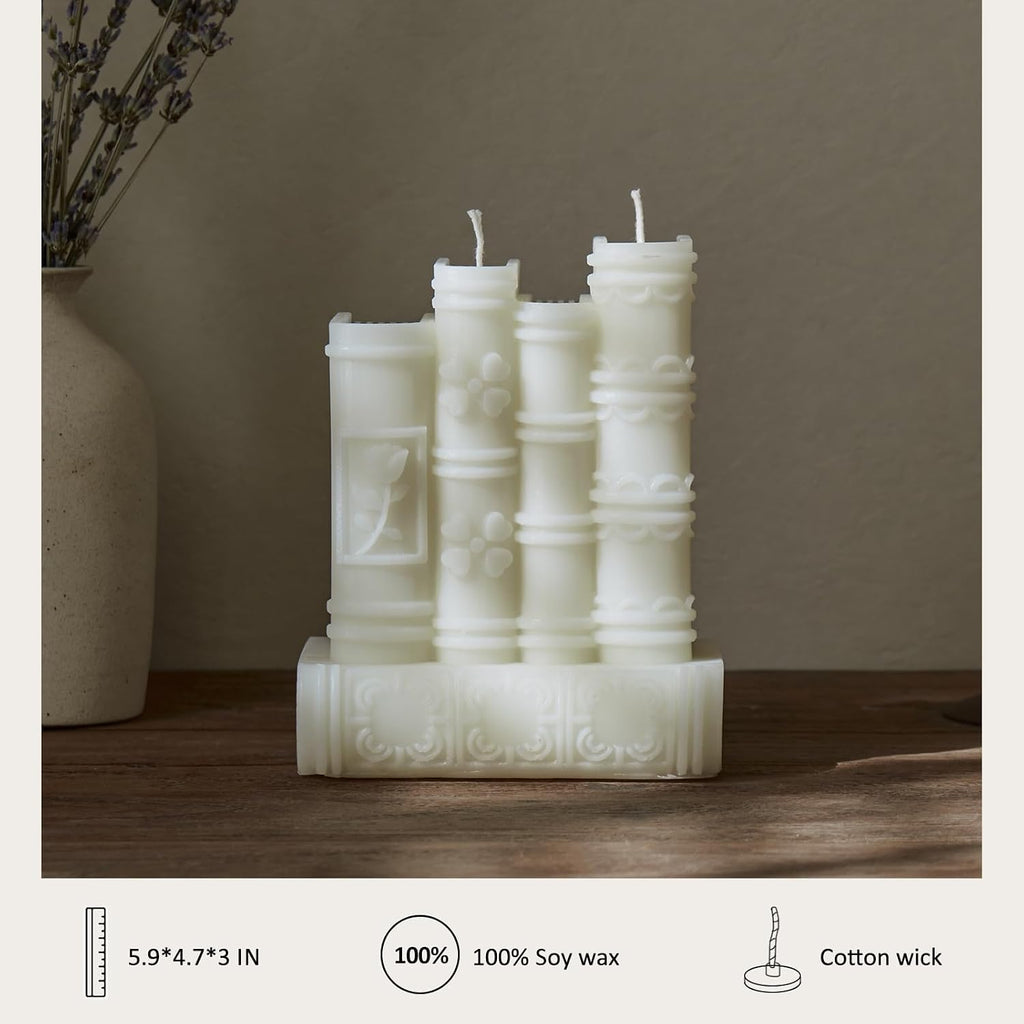 Book Candle,Gifts for Book Lovers,Home Room Shelf Decor Idea,Handmade Soy Wax Candle for Home Decor for Living Room Bathroom (White)
