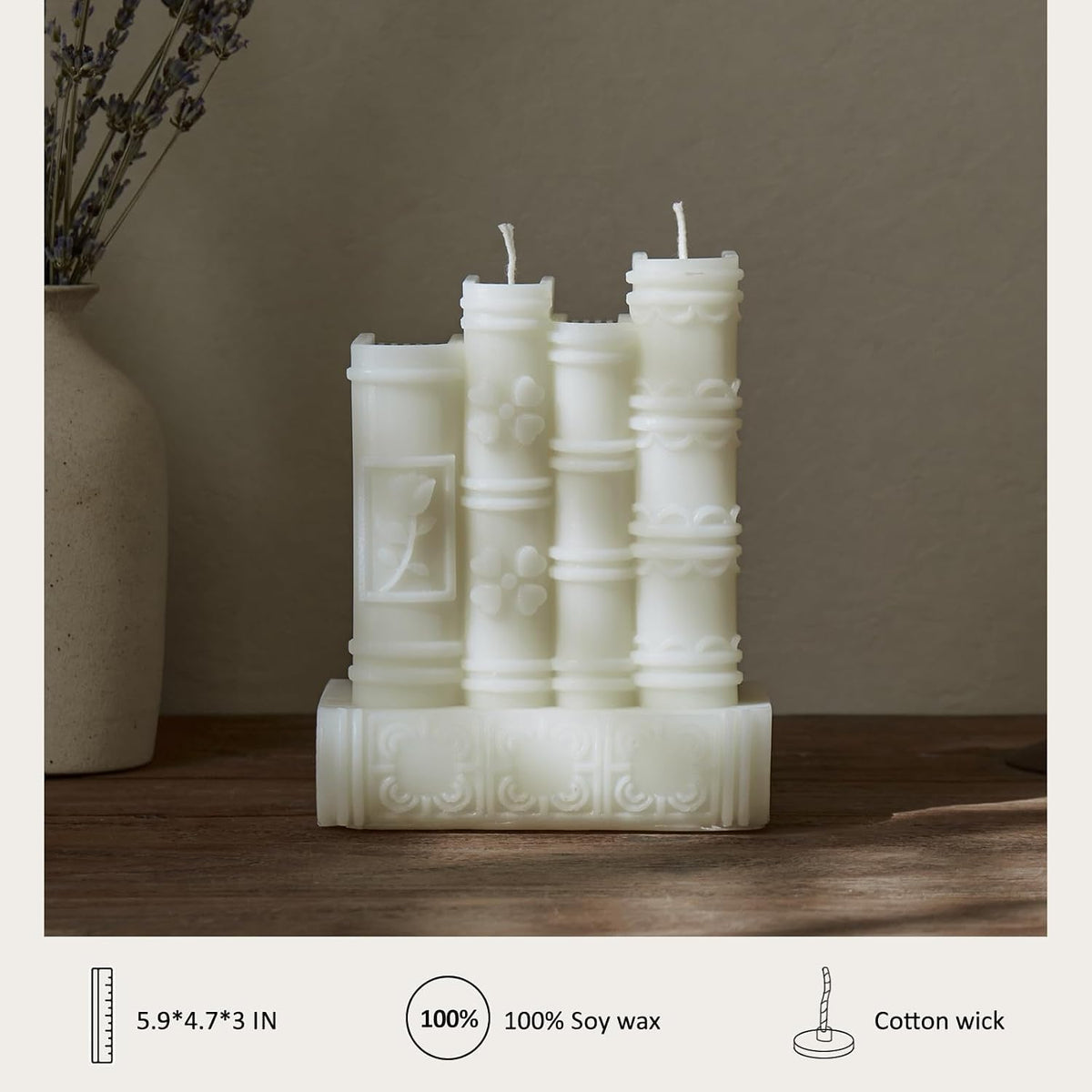 Book Candle,Gifts for Book Lovers,Home Room Shelf Decor Idea,Handmade Soy Wax Candle for Home Decor for Living Room Bathroom (White)