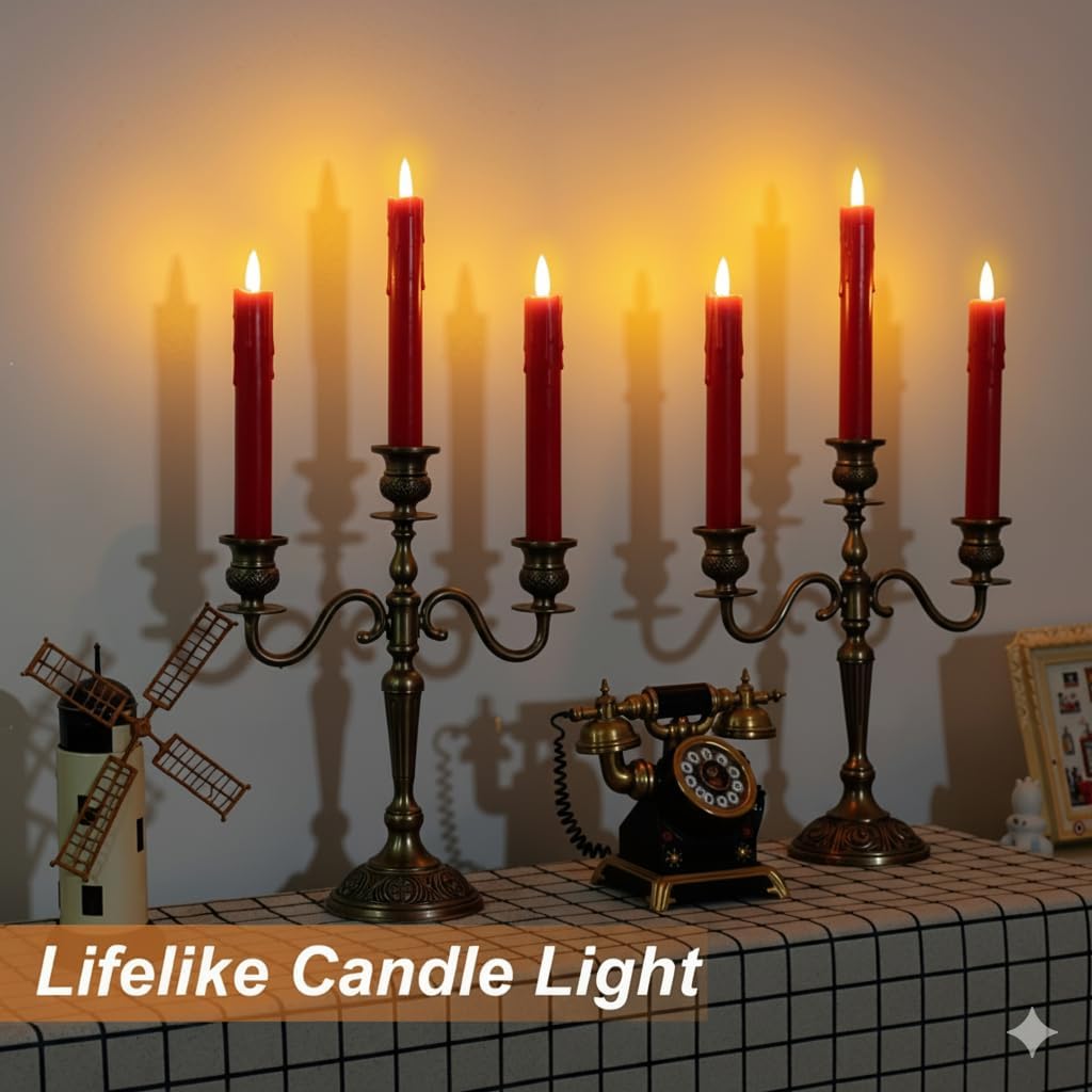 6.7 Inch LED Candles Battery Operated, Red, Set of 6