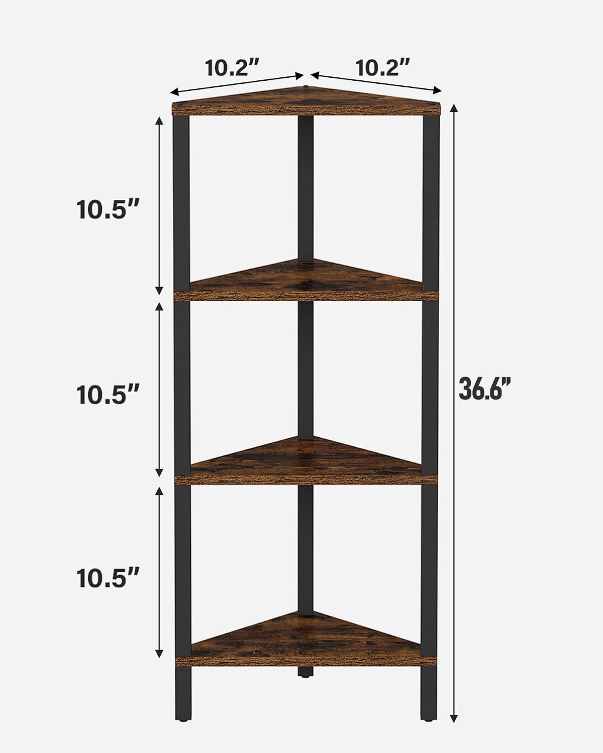 TUTOTAK Corner Shelf, 4-Tier Corner Bookshelf for Small Space