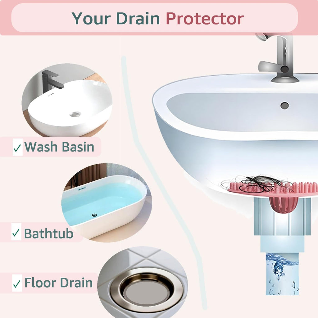 Silicone Hair Catcher for Shower Drain & Bathtub – Anti-Clog Sink Strainer