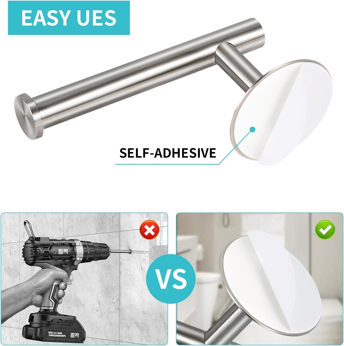 Yagoo Adhesive Toilet Paper Holder, Rustproof Toilet Roll Holder(2, Silver)