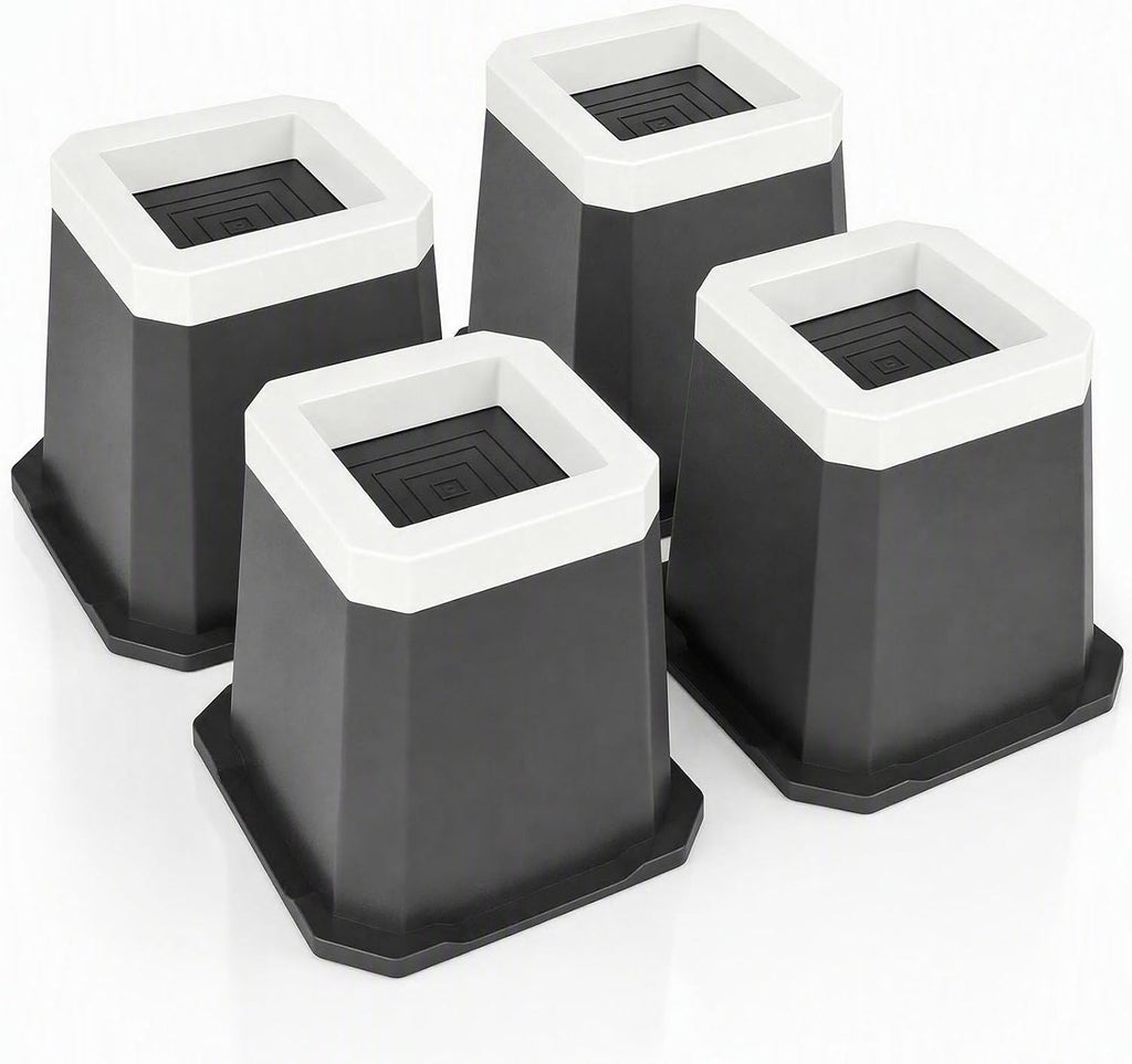 4pcs Bed Risers 4.8in, Black Heavy Duty Furniture Risers for 1100lb