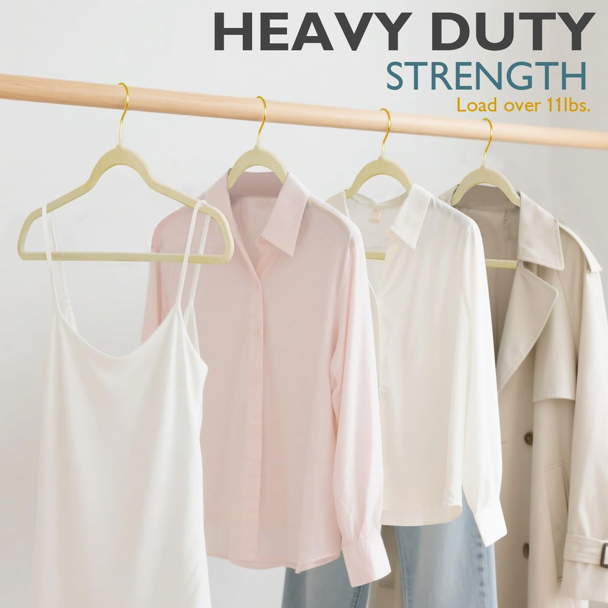 ManGotree Velvet Coat Hangers with 360° Swivel Gold Hook 36 Pack Beige