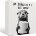 Funny Otter Bathroom Decor - Funny Bathroom Decor, Rustic Otter Wooden Box Signs, 6 X 6 Inches
