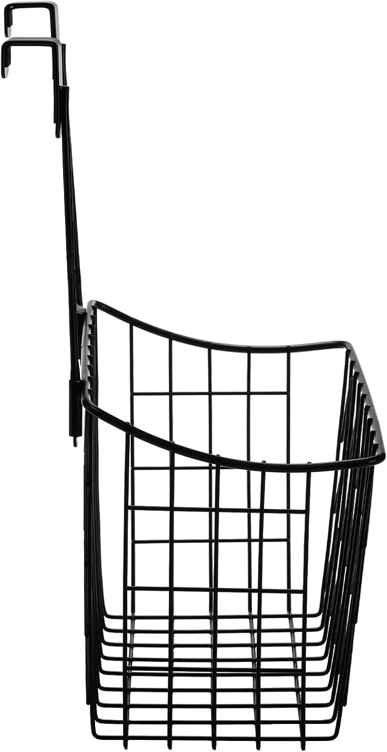 AVLA 2 Pack Over The Cabinet Door Organizer, Grid Storage Baskets with Hooks, Metal Wall Hanging Basket Holder Rack, Wire Kitchen Sink Organization Bin for Bathroom Shampoo, Body Wash