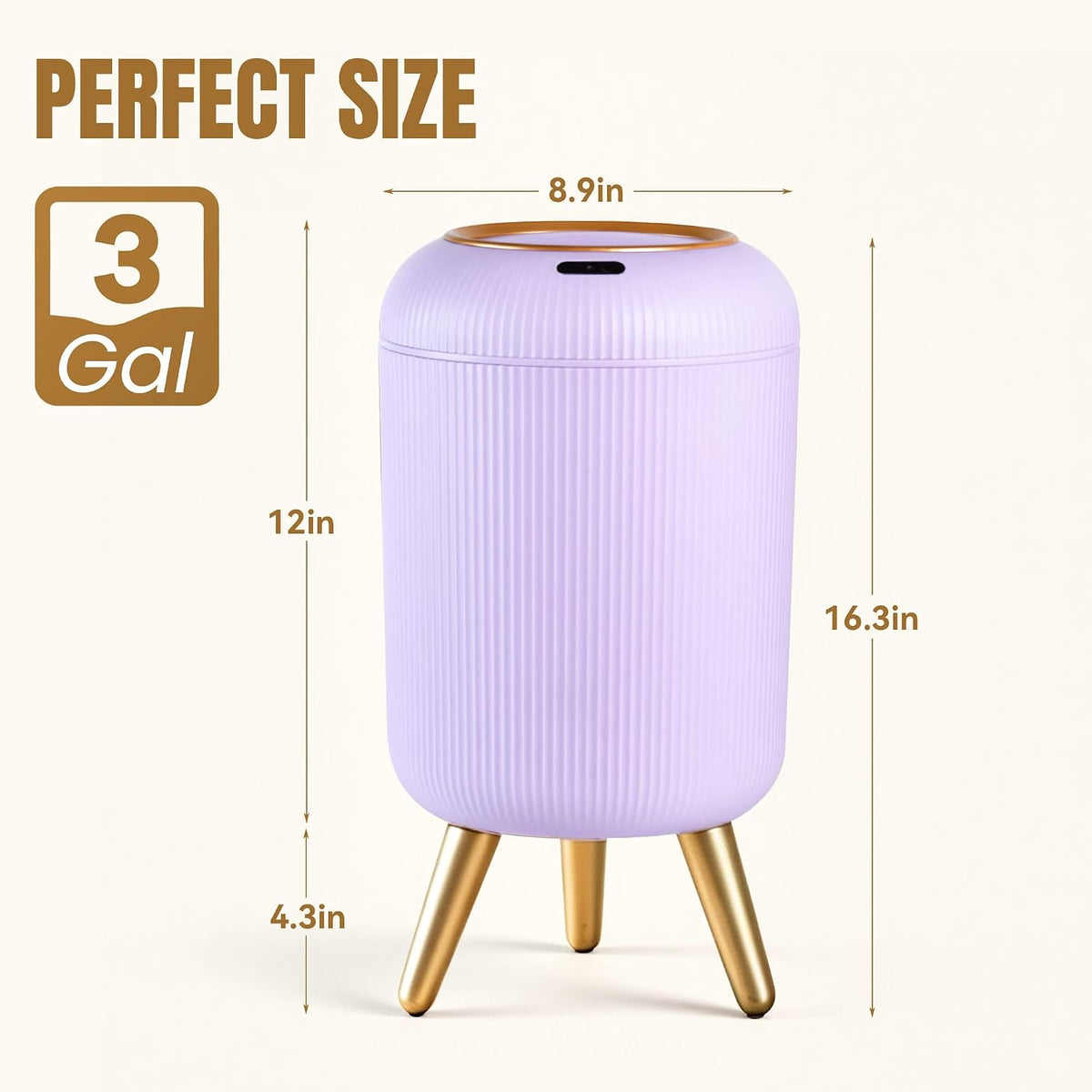 Bathroom Trash Can Automatic Touchless,3 Gallon Purple Gabage can