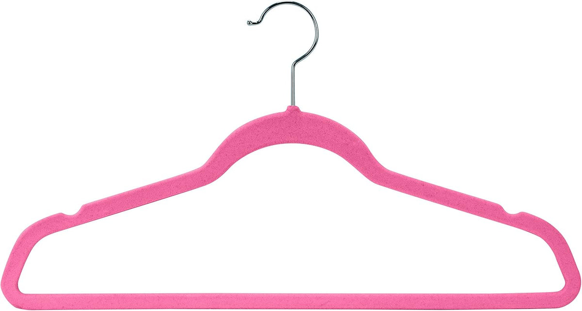 Laura Ashley Kids Velvet Hangers| 25 Pack | Durable | Lightweight | Pink | Non-Slip | Closet Organization | Holds 10lbs