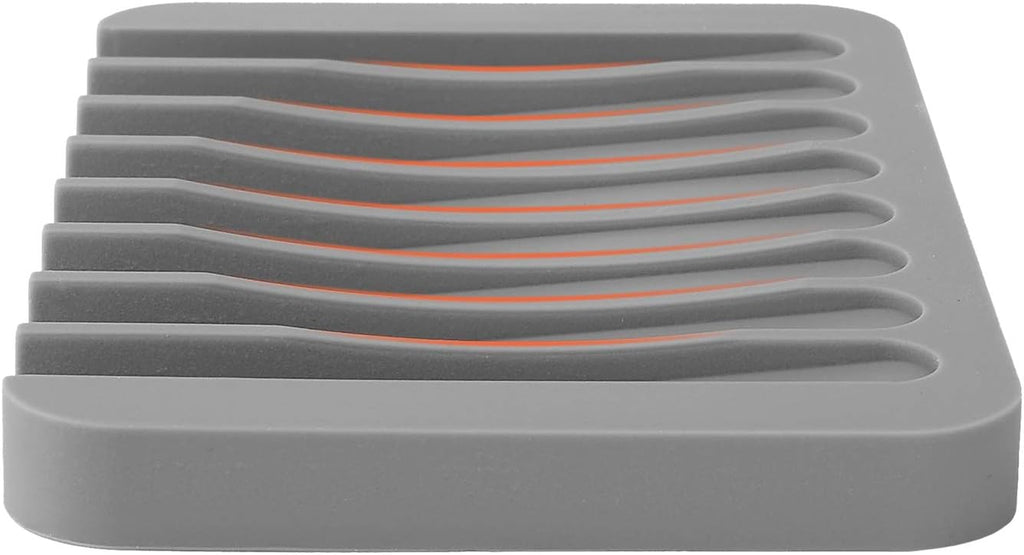 Anwenk Soap Dish for Shower Waterfall Soap Holder Soap Tray Soap Saver Drainer Flexible Silicone for Shower/Bathroom/Kitchen/Counter Top,Keep Soap Bars Dry Clean,Easy Cleaning- Grey, 1Pack