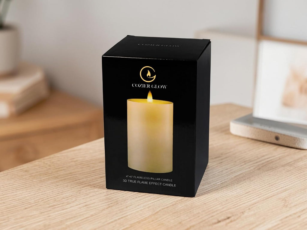Flameless Pillar Candles Flickering with Remote Timer, Battery Operated LED Candles Up to 400 Hours, 3D Moving Flame Real Wax Candles, D4 x H6, Remote Included (White, 4inx6in)