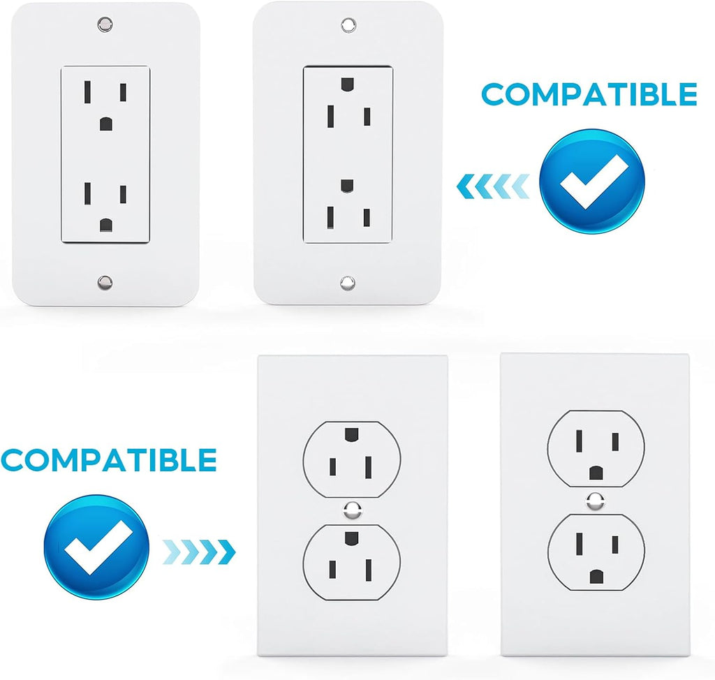 Outlet Shelf with Cord Storage for Duplex & Decora Outlets, White, 1-Pack