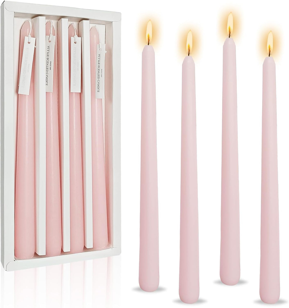 Candlesticks Long Taper Candle,Rose Scented 10 Inches Light Pink Candle Sticks Smokeless Tapered Candles for Home Décor Holiday Gifts
