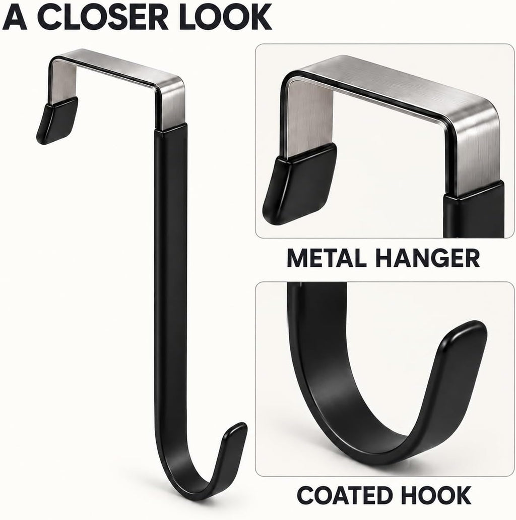 Over Door Hooks 3PCS, Heavy Duty 40LB, Fits 2.1 Inch Thick Doors