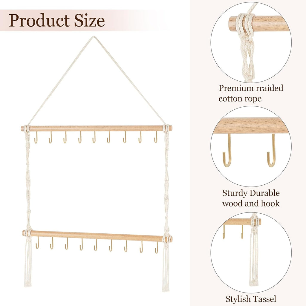 Dahey Macrame Claw Clip Organizer, Hanging Hair Clip Holder for Girls Women