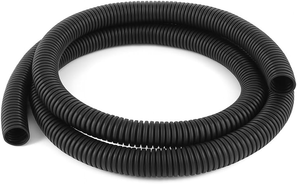 MGI SpeedWare Corrugated Non-Split Conduit, Black Wire Tubing for High-Temperature Automotive Harness and Indoor Outdoor Wire Management - 10ft Length (Inner Diameter 1/2")