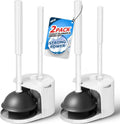 FORASTO 2Pack 2 in 1 Toilet Brush and Plunger Set, Toilet Bowl Brush Plunger Set,Extended Handle Plunger,Bathroom Cleaning Tools,Toilet Brush Plunger Combo,Cleaning Brush（Pearl White，21inch）