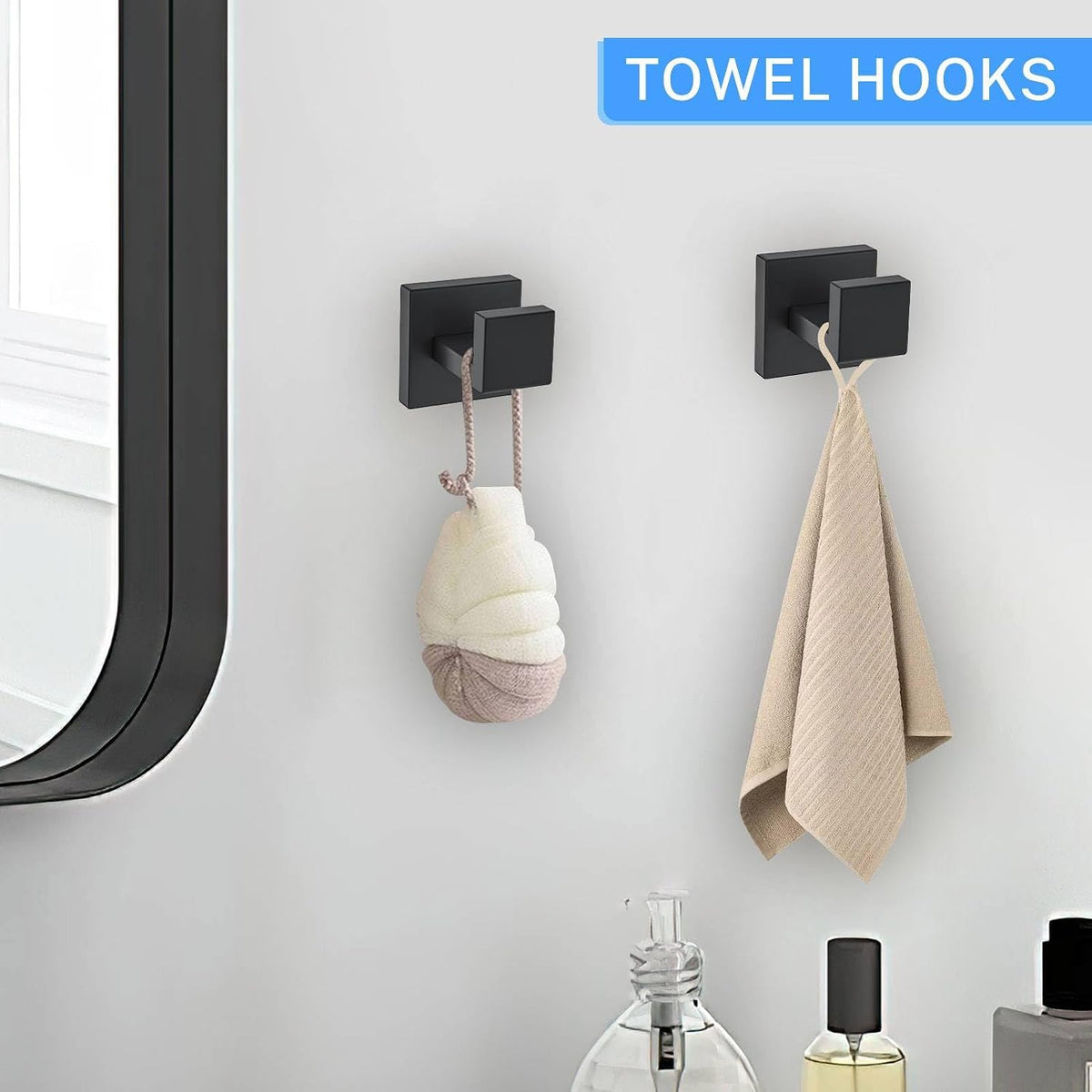 10-Piece Matte Black Bathroom Hardware Accessories Set Black Towel Bar Set Towel Holder Set Stainless Steel Wall-Mounted Towel Rack Set for Bathroom,23.6 Inch Towel Rails