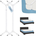 Sopito Sheet Straps, Adjustable Bed Sheet Suspenders Max Stretch from 29.5 in to 82.7 in Compatible for Crib to King Size Bed, Non Slip Holder Fasteners Clips, 2pcs/White