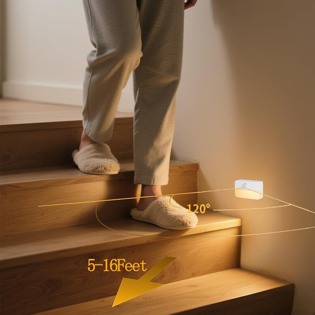 Rechargeable Motion Sensor Night Light, Warm White LED Stair Light