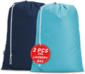 2 Pack XL Laundry Bags, Extra Heavy Duty Large Laundry Bag with Drawstring Closure, Machine Washable Clothes Organizer for Hamper, College Dorm, Travel (Lake Blue + Navy Blue, X-Large)