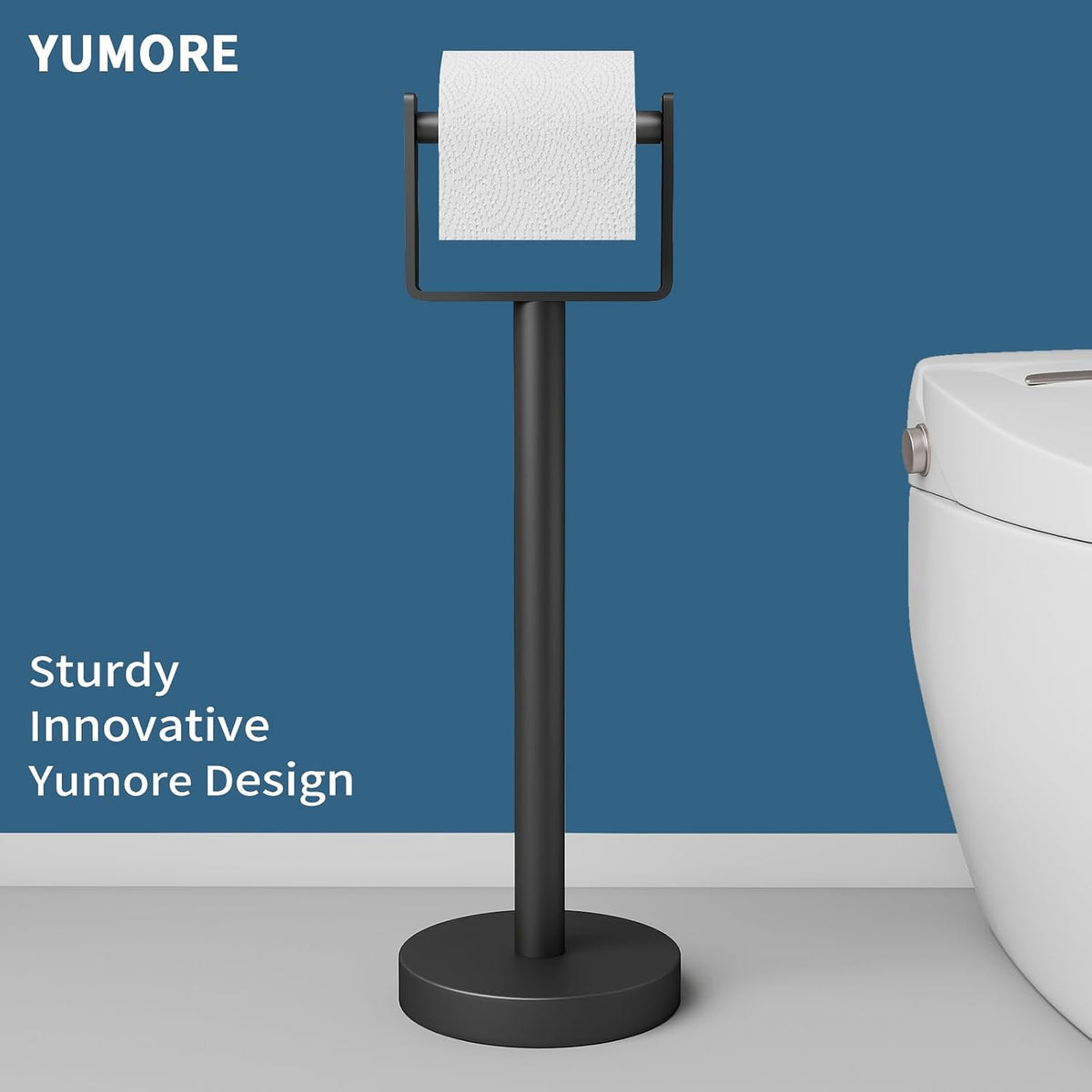 YUMORE Heavy Duty Toilet Paper Holder Stand, Extra-Weighted Base No Tipping