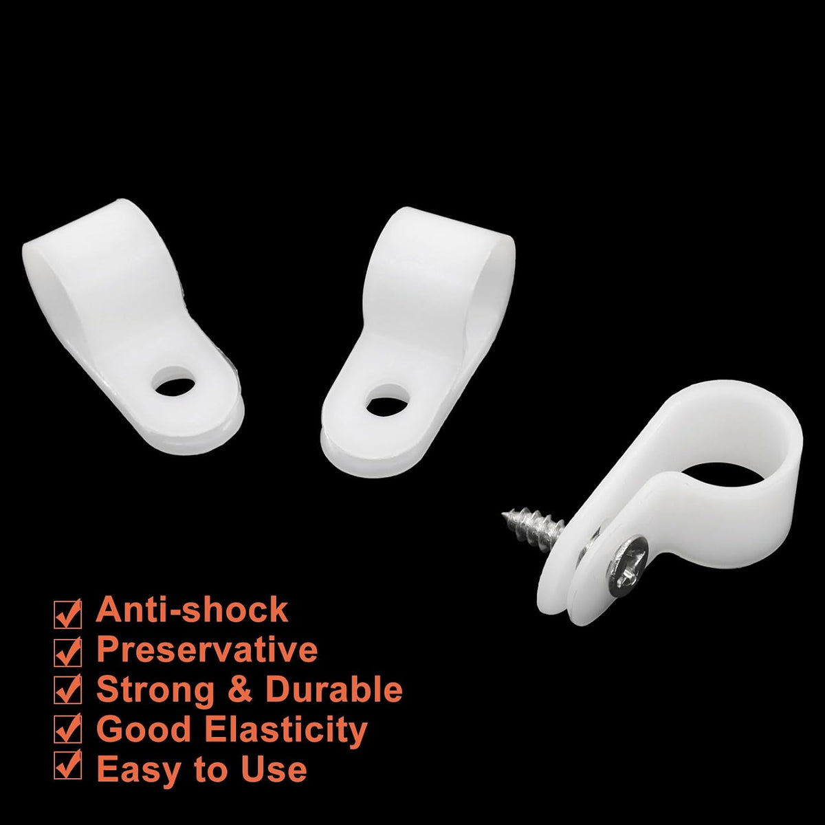 60 Pcs White R-Type Cable Clamp, 1/2 Inch