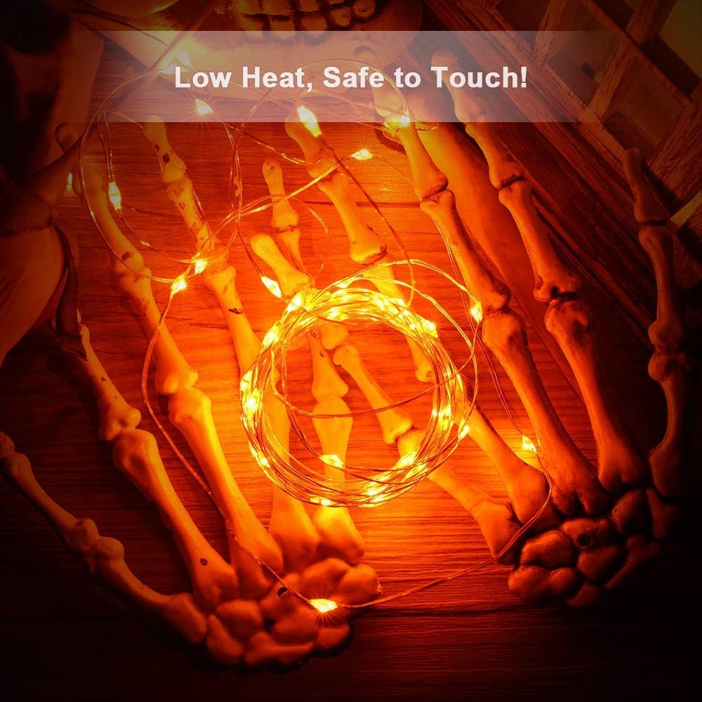 Brizled Halloween Lights Orange, 20 LED Indoor Battery Fairy Lights 12 Pack