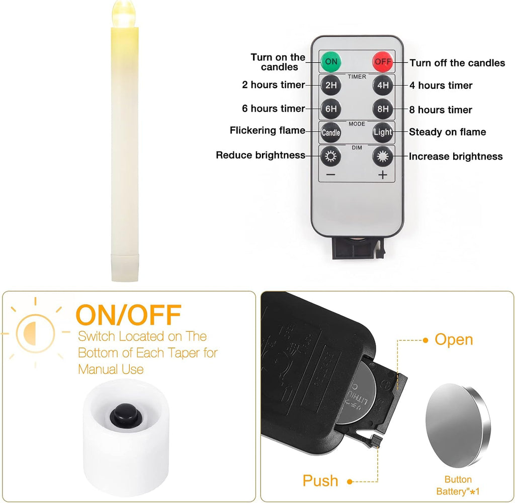 Window Candles 2 Pack Battery Operated Flameless Taper Candles