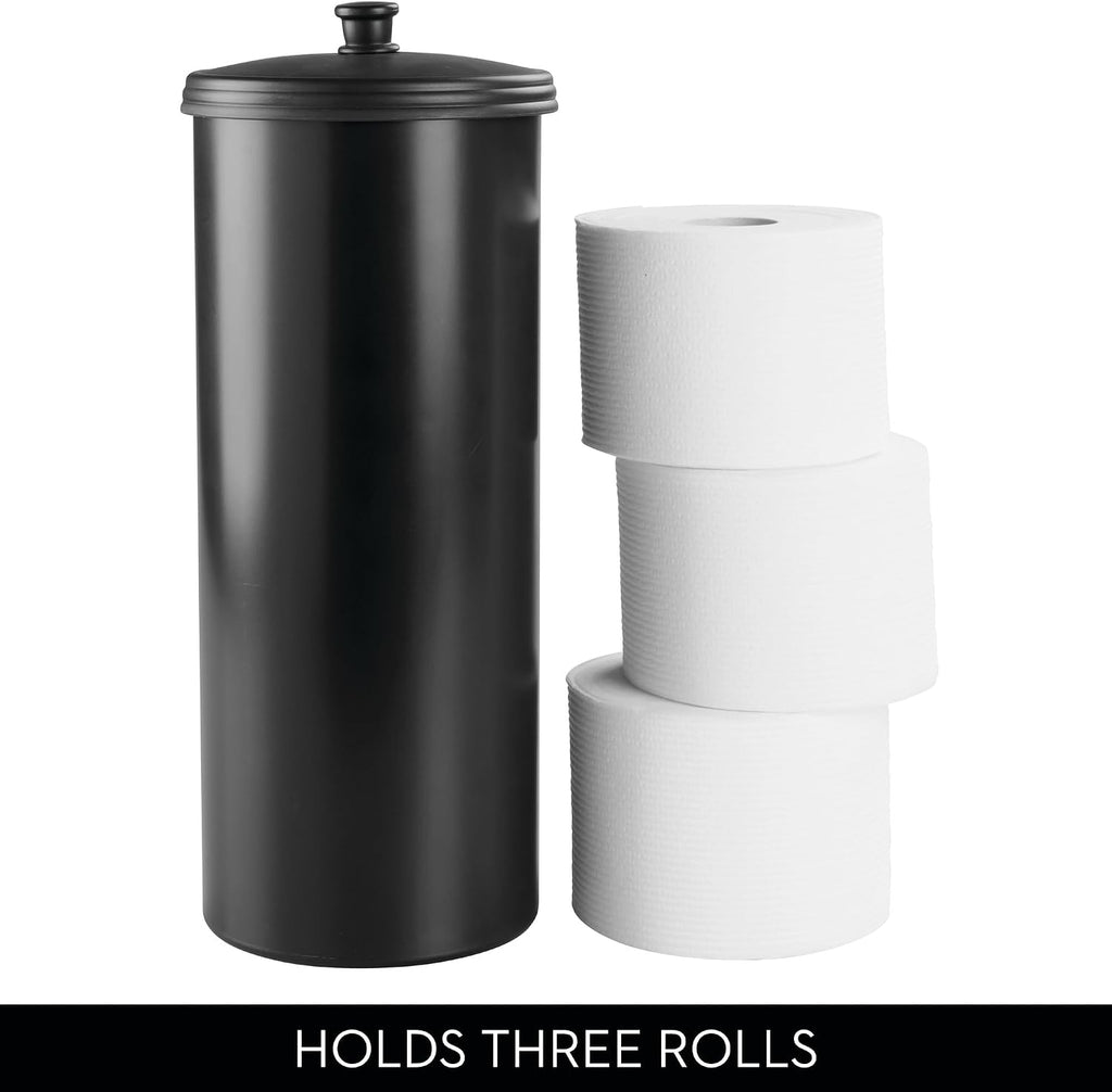 iDesign Freestanding Bathroom Toilet Paper Storage Holder, Matte Black