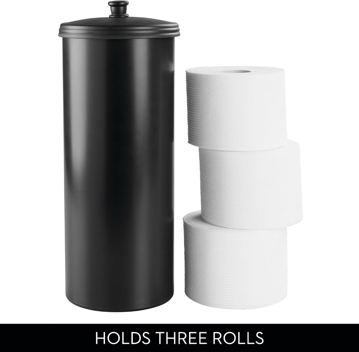 iDesign Freestanding Bathroom Toilet Paper Storage Holder, Matte Black